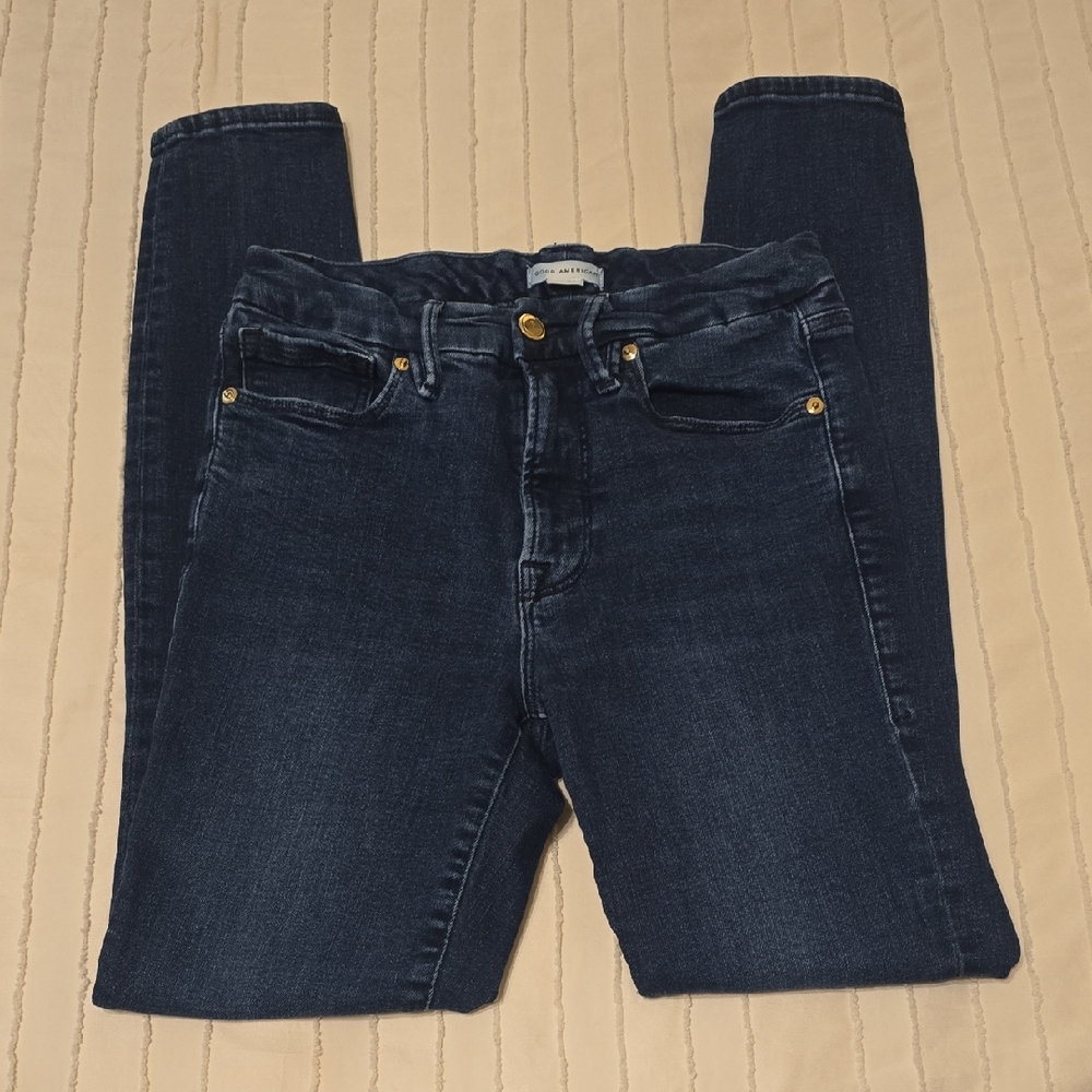 Good American Indigo High Waist Skinny Stretch Denim Jeans, Size 4 27